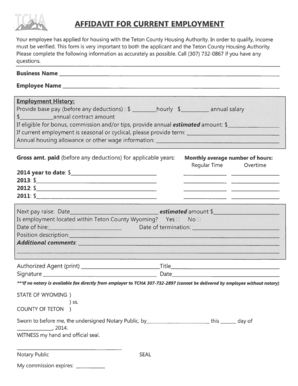 AFFIDAVIT FOR CURRENT hourly EMPLOYMENT - tetonwyo