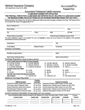 Accountants Professional Liability Insurance Proposal Form