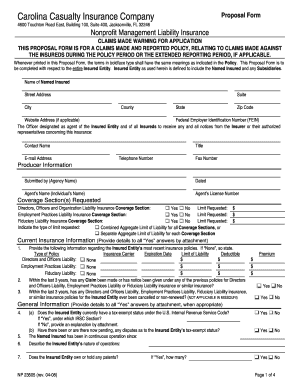 Nonprofit Management Liability Insurance Proposal Form
