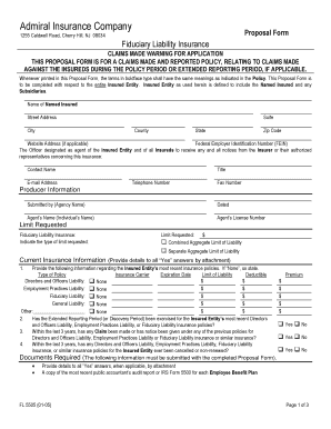 Fiduciary Liability Insurance Proposal Form