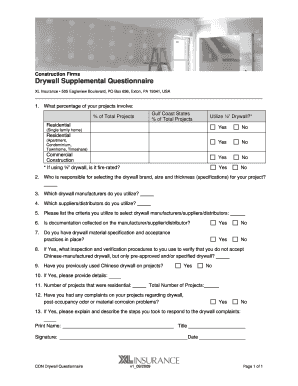Drywall Supplemental Questionnaire