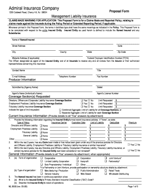 Management Liability Insurance Proposal Form