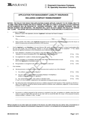 Management Liability Insurance Application