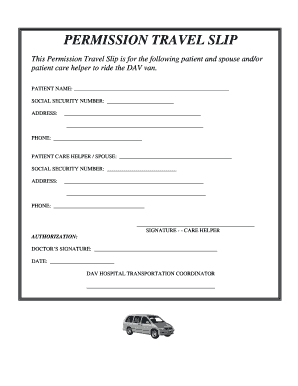 Patient Travel Permission Slip