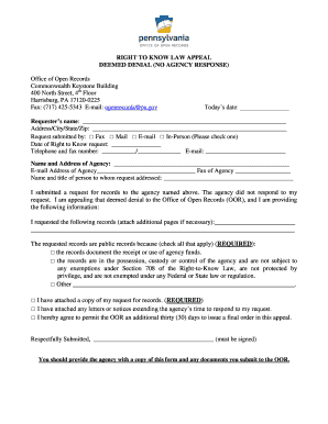 Pennsylvania Right to Know Law Appeal