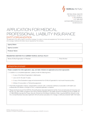 Medical Professional Liability Insurance Application