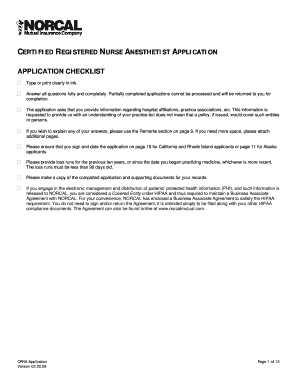 Certified Registered Nurse Anesthetist Application