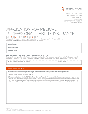 NORCAL Mutual Medical Professional Liability Insurance Application