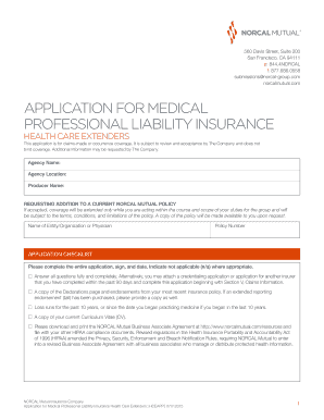 Application for Medical Professional Liability Insurance