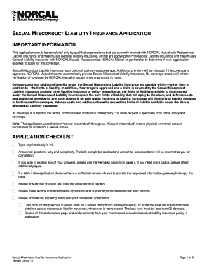 Sexual Misconduct Liability Insurance Application