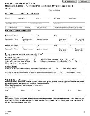 Housing Application for Occupant