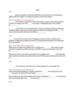 Individualized Education Program Math Goals