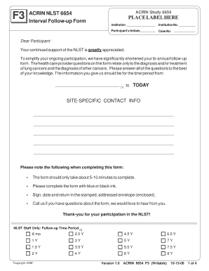 ACRIN NLST Lung Cancer Follow-up Form