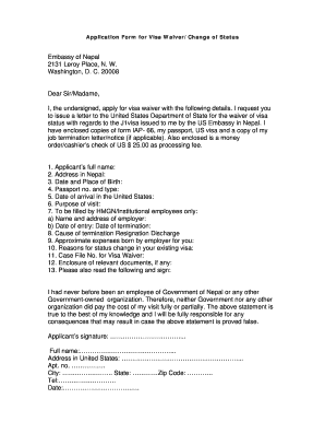 Visa Waiver Application Form