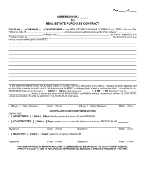 Real Estate Purchase Contract Addendum