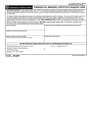Presidential Memorial Certificate Request Form