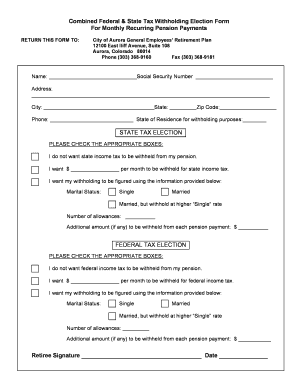 Combined Federal and State Tax Withholding Election Form