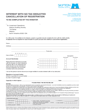 Skipton Building Society Interest Tax Deduction Cancellation Form