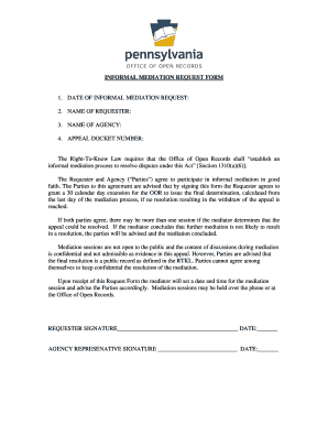Pennsylvania Informal Mediation Request Form