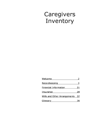Caregivers Inventory Workbook