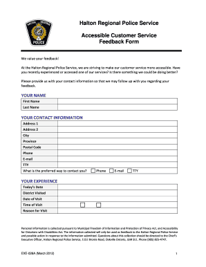 Halton Police Service Feedback Form