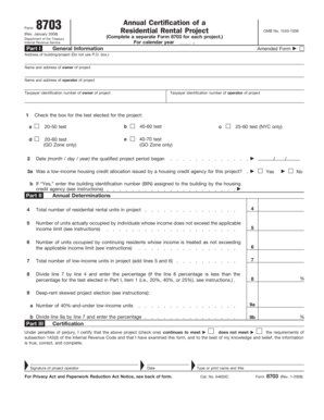 Form 8703 Annual Certification for Residential Rental Project