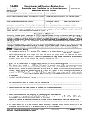 Forma SS-8PR Determinación del Estado de Empleo de un Trabajador