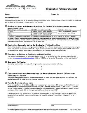 Napa Valley College Graduation Petition Checklist