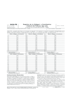 Forma 943A-PR Registro de la Obligación Contributiva