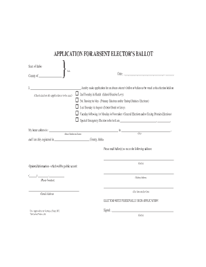 Idaho Absent Elector's Ballot Application