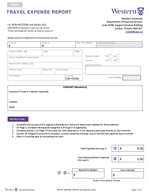 Western University Travel Expense Report