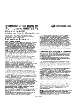Instrucciones para el Formulario 8857(SP)