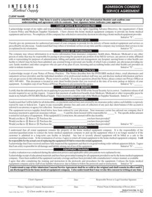 Admission Consent Service Agreement