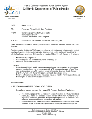 California VFC Program Enrollment Form