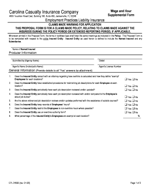 Employment Practices Liability Insurance Proposal Form