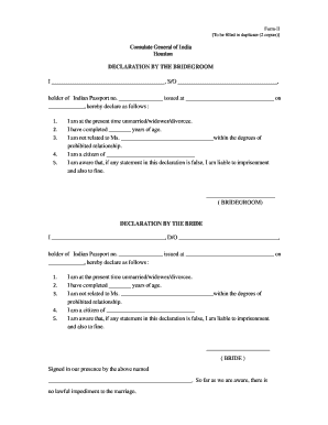 Indian Marriage Declaration Form