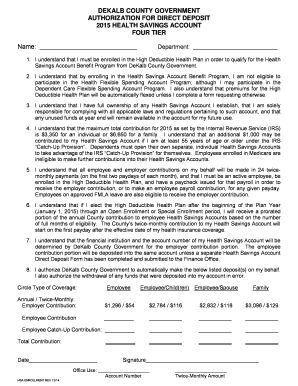DeKalb County Health Savings Account Authorization
