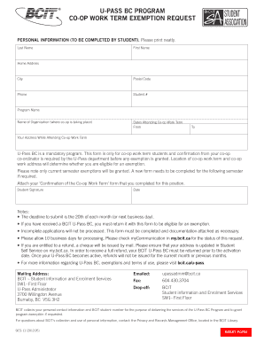 U-Pass BC Co-Op Work Term Exemption Request