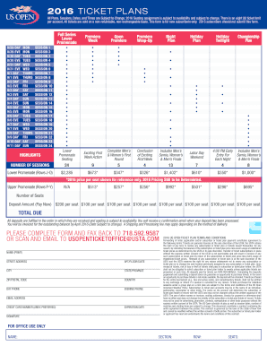 2016 US Open Ticket Plan Application
