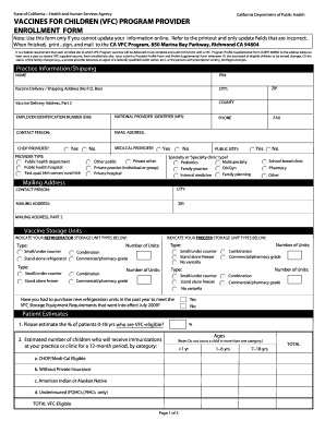California VFC Program Provider Enrollment Form