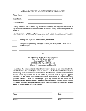 Authorization to Release Medical Information