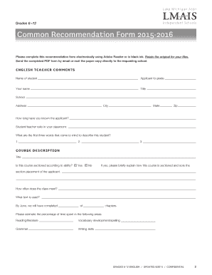 Principal Recommendation Form
