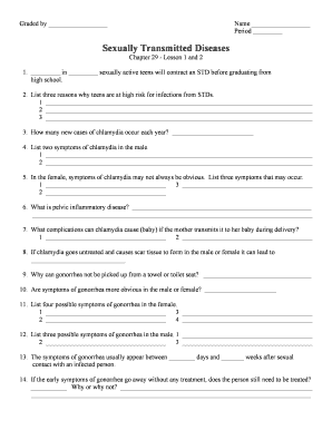 Sexually Transmitted Diseases Worksheet