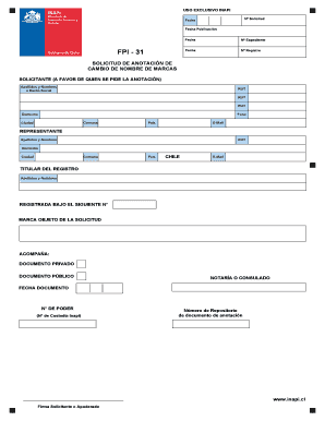Solicitud de Anotación de Cambio de Nombre de Marcas