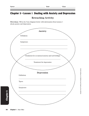 Chapter 5 Lesson 1 Dealing With Anxiety And Depression Answers - Fill