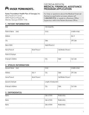 Georgia Medical Financial Assistance Program Application