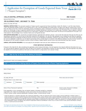 Texas Freeport Exemption Application