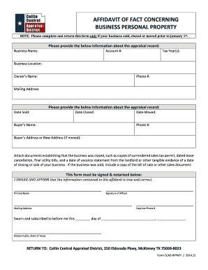 Affidavit of Business Personal Property