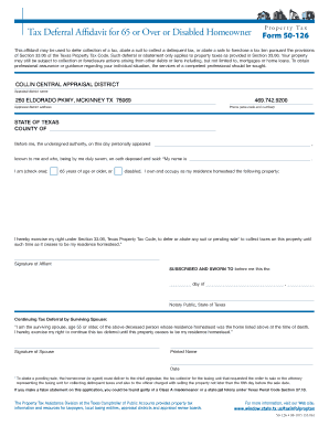 Texas Property Tax Deferral Affidavit