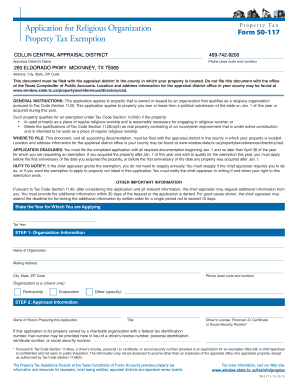 Texas Religious Organization Property Tax Exemption Form